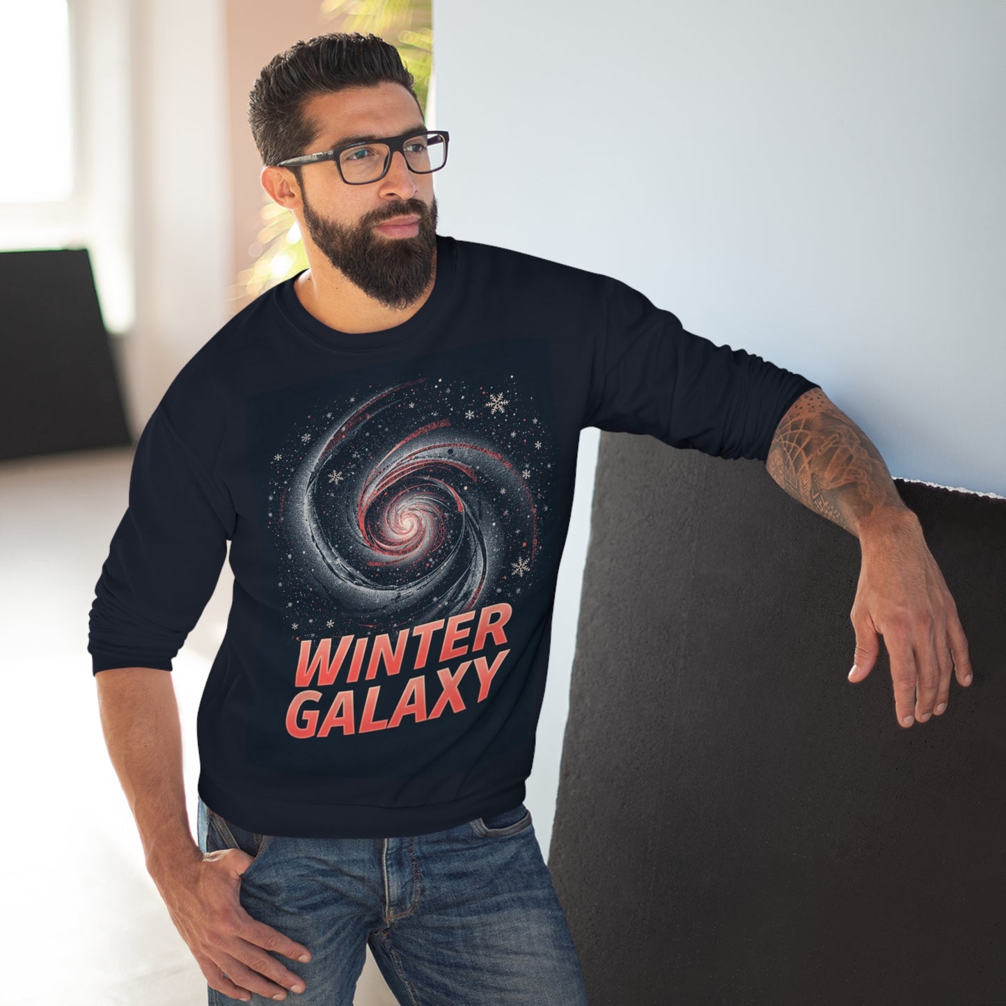 Winter Galaxy Crewneck Sweatshirt | Space Spiral Stars