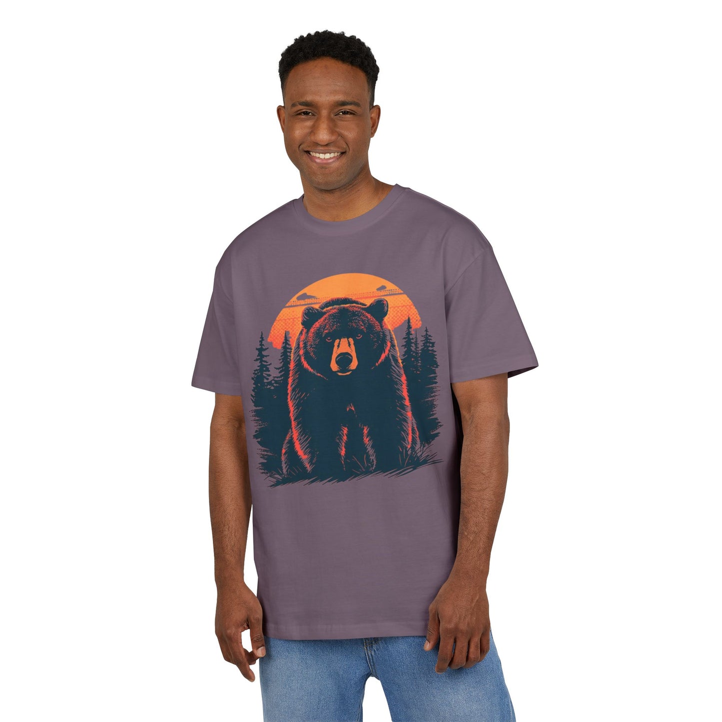Wild Spirit Bear Oversize T-Shirt – Natur & Adventure Design mit Sonnenuntergang