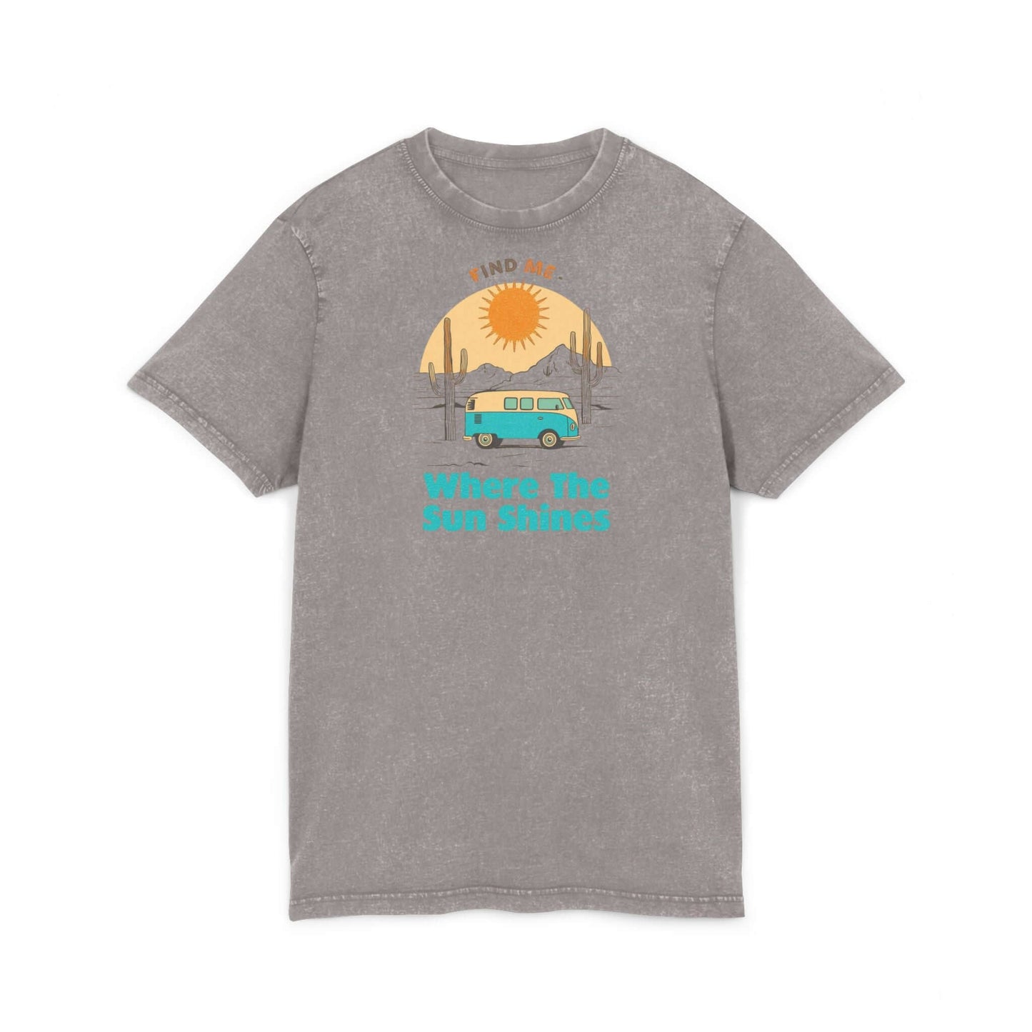 Where The Sun Shines Camper Van Tee | Acid Wash Travel Shirt