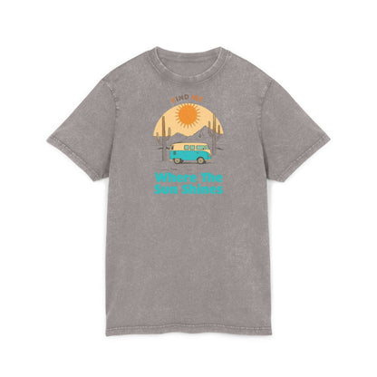 Where The Sun Shines Camper Van Tee | Acid Wash Travel Shirt