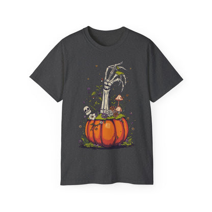 Pumpkin Bone Bloom  Halloween Shirt mit Kürbis & Skelettblüten