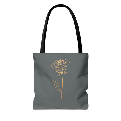 Minimalistische Rose Tote Bag – Goldene Line Art