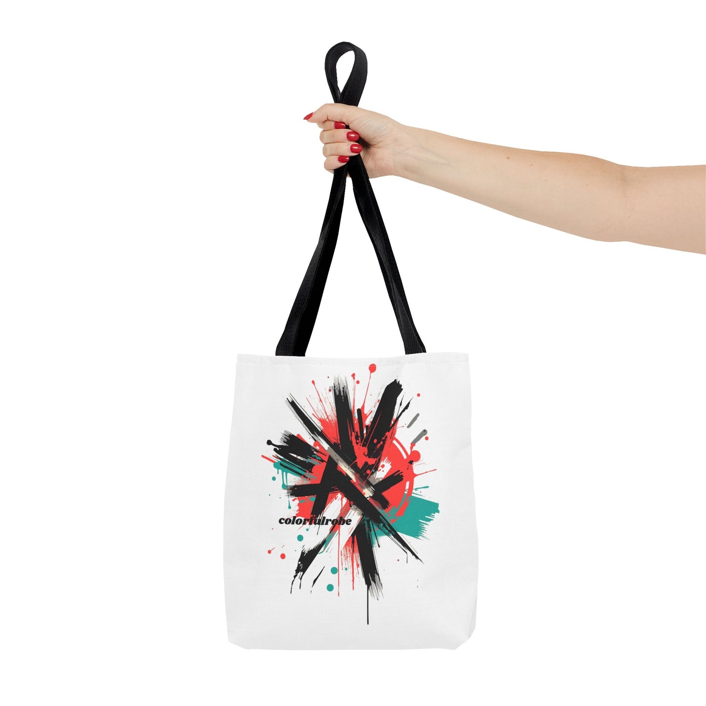 Einkaufstasche „Urban Splash“ – Street-Art Canvas Bag mit schwarzem Henkel – 3 Größen – ColorfulRobe