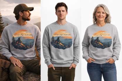 Adventure Sweatshirt — "Find the Hope in the Things You Do" Mountain Sunset Crewneck