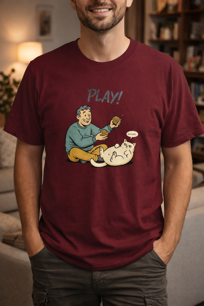 Play!Katzen TShirt  Lustige Katze & Besitzer Illustration Geschenk für Katzenliebhaber