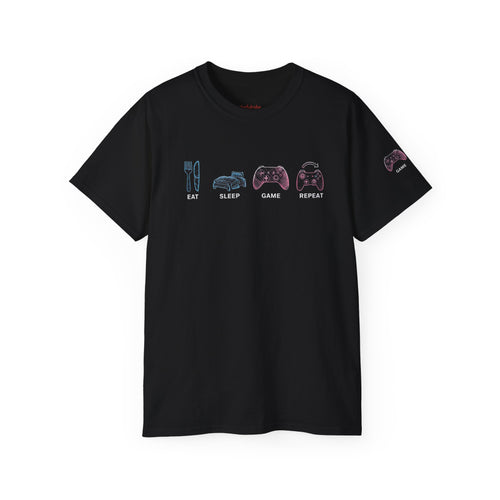 Gaming Lifestyle Tee - Eat Sleep Game Repeat, Gamer Shirt, Unisex Graphic T-Shirt, Casual Wear, Unique Gift for Gamers