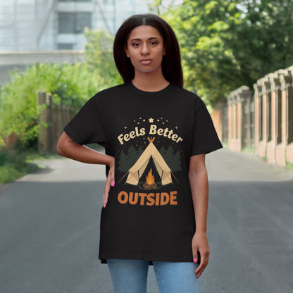 Feels Better Outside T-shirt | Camping Tent Campfire Tee