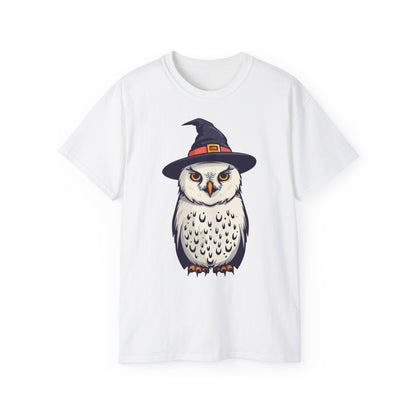 Halloween Owl Tee, Spooky Cotton T-Shirt for Fall, Unisex Graphic Tee for Halloween Parties, Gift for Owl Lovers, Casual Halloween Style