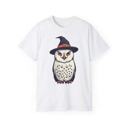 Halloween Owl Tee, Spooky Cotton T-Shirt for Fall, Unisex Graphic Tee for Halloween Parties, Gift for Owl Lovers, Casual Halloween Style