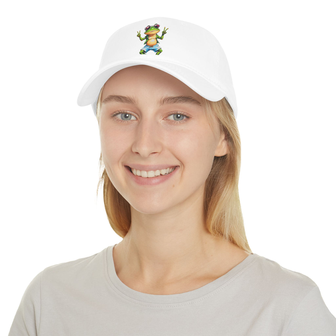 Playful Frog Low Profile Baseball Cap, Fun Hat for Nature Lovers, Casual Outdoor Accessory, Gift for Kids and Adults, Unique Summer Cap