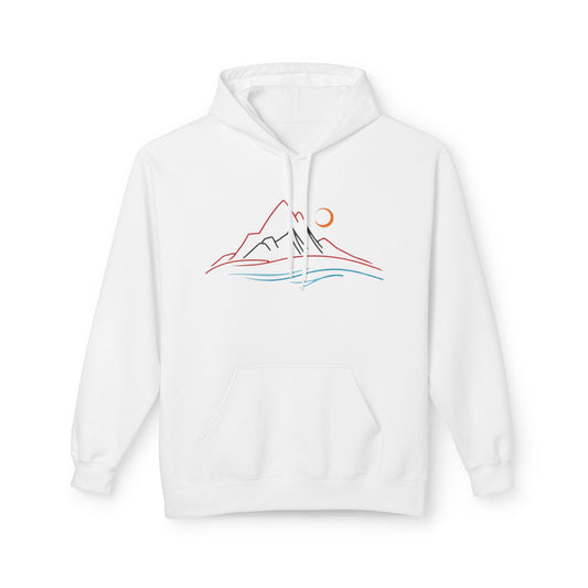 Mountain Sunrise Unisex Fleece Hoodie, Cozy Outdoor Apparel, Gifts for Nature Lovers, Hiking Gear, Fall Fashion