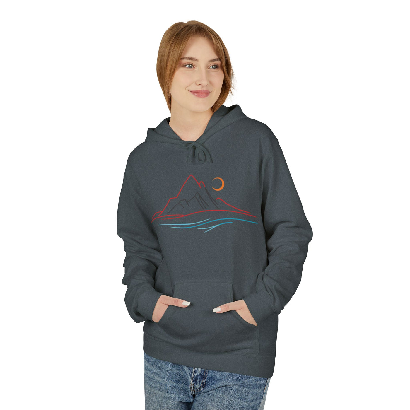 Mountain Sunrise Unisex Fleece Hoodie, Cozy Outdoor Apparel, Gifts for Nature Lovers, Hiking Gear, Fall Fashion