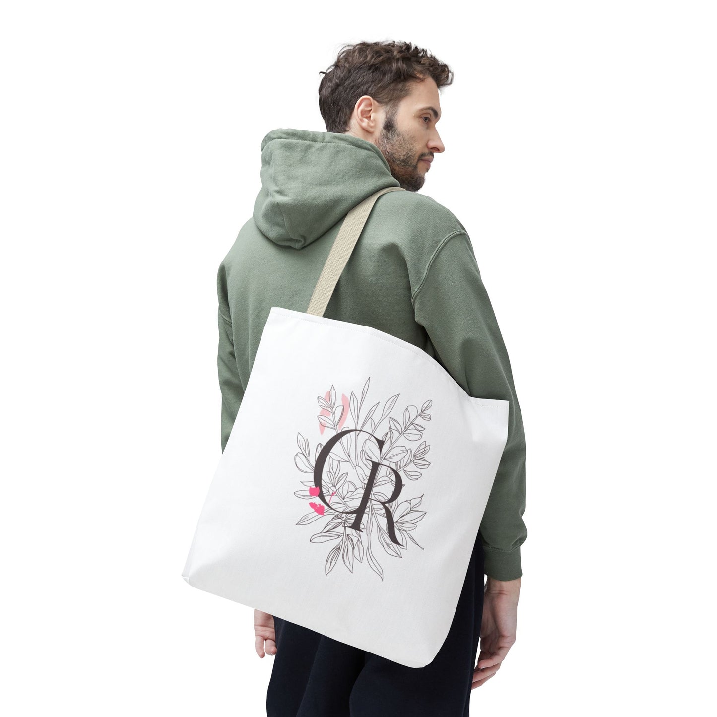 Einkaufstasche „CR Botanical Line Art“ – elegante Canvas Bag mit beige Henkel – 3 Größen