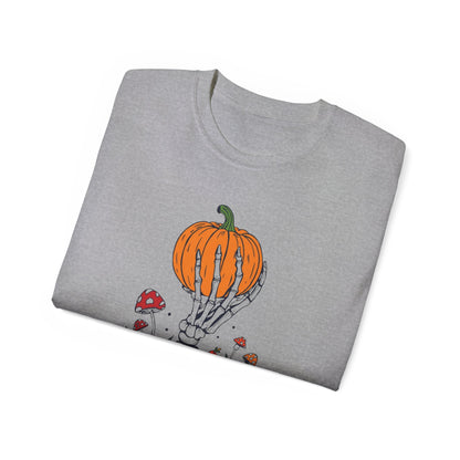 Pumpkin Bone Bloom Halloween Shirt mit Kürbis & Skelettblüten