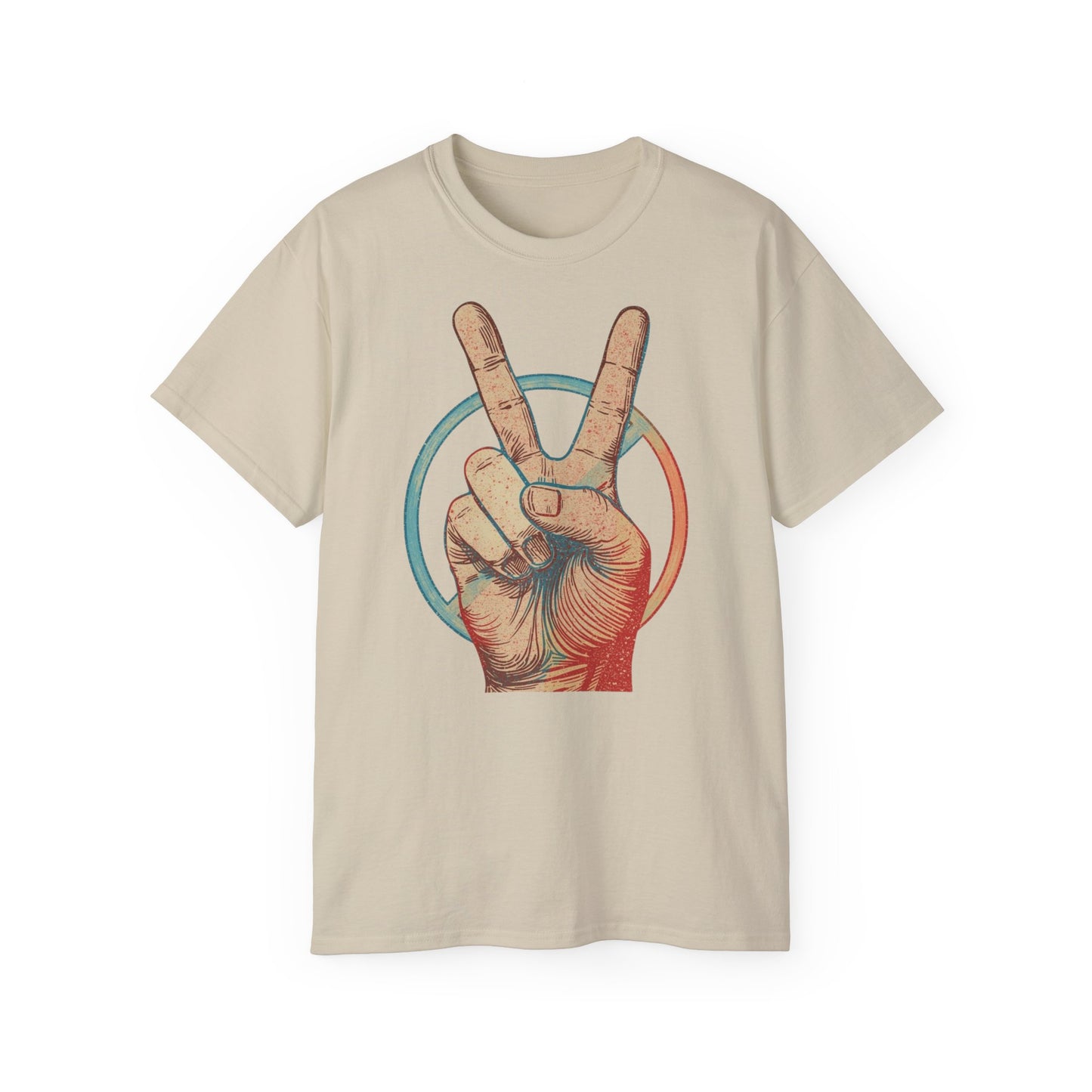 Peace Sign Unisex Ultra Cotton Tee, Graphic Tee, Casual Wear, Gift for Friends, Summer Outfit, Eco-Friendly Fashion