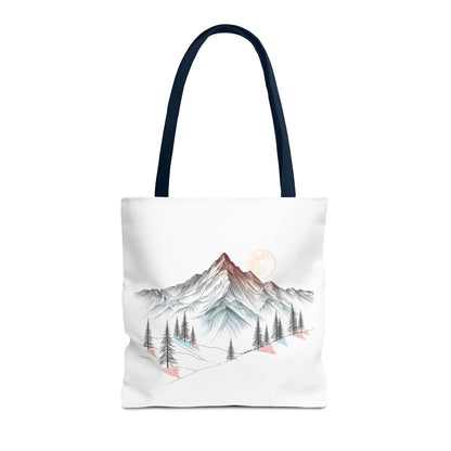 Modernes Canvas-Design „Wald & Berg Silhouette“ – Einkaufstasche mit 4 Henkel-Farben