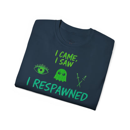 Gaming Humor Tee, I Came I Saw I Respawned Shirt, Unisex Cotton T-Shirt, Gaming Gift, Casual Wear, Geeky Tee