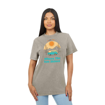 Where The Sun Shines Camper Van Tee | Acid Wash Travel Shirt
