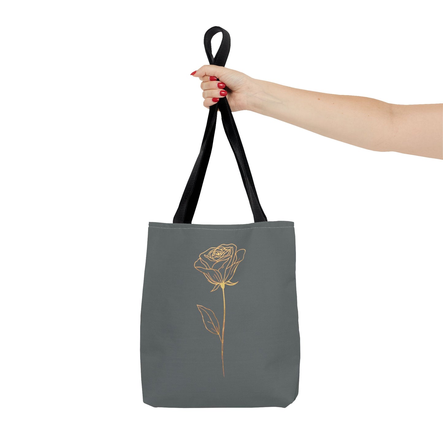 Minimalistische Rose Tote Bag – Goldene Line Art