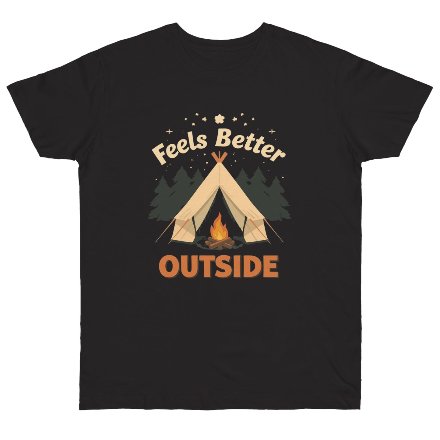 Feels Better Outside T-shirt | Camping Tent Campfire Tee