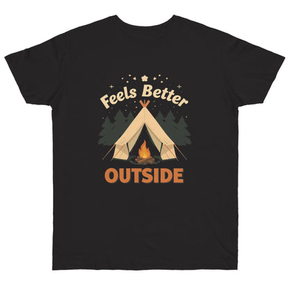 Feels Better Outside T-shirt | Camping Tent Campfire Tee