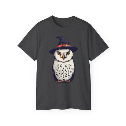 Halloween Owl Tee, Spooky Cotton T-Shirt for Fall, Unisex Graphic Tee for Halloween Parties, Gift for Owl Lovers, Casual Halloween Style