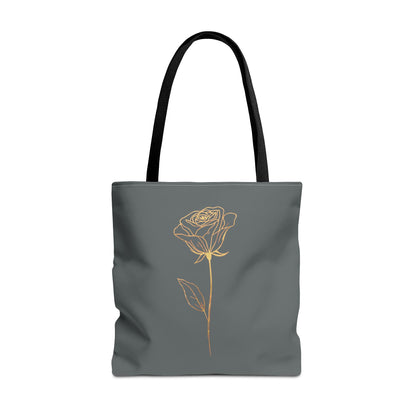 Minimalistische Rose Tote Bag – Goldene Line Art
