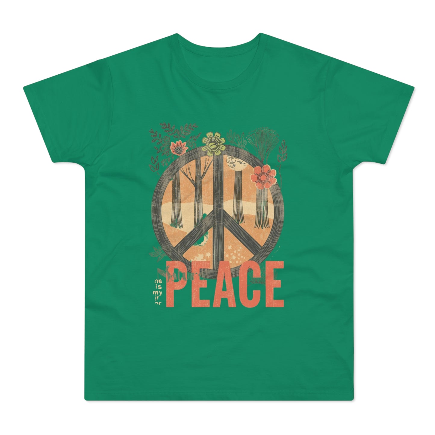 Vintage Peace Sign T-Shirt | Floral Forest Retro