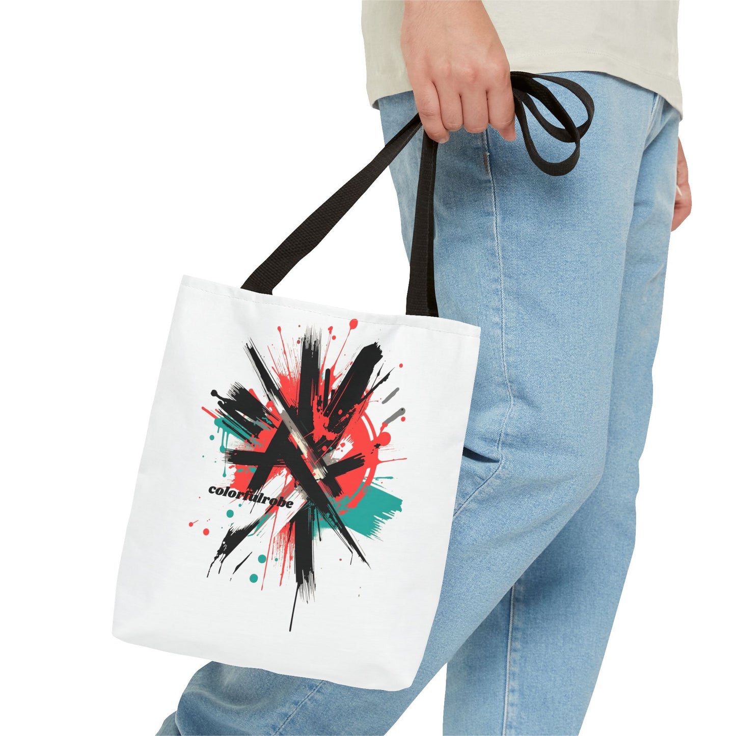 Einkaufstasche „Urban Splash“ – Street-Art Canvas Bag mit schwarzem Henkel – 3 Größen – ColorfulRobe