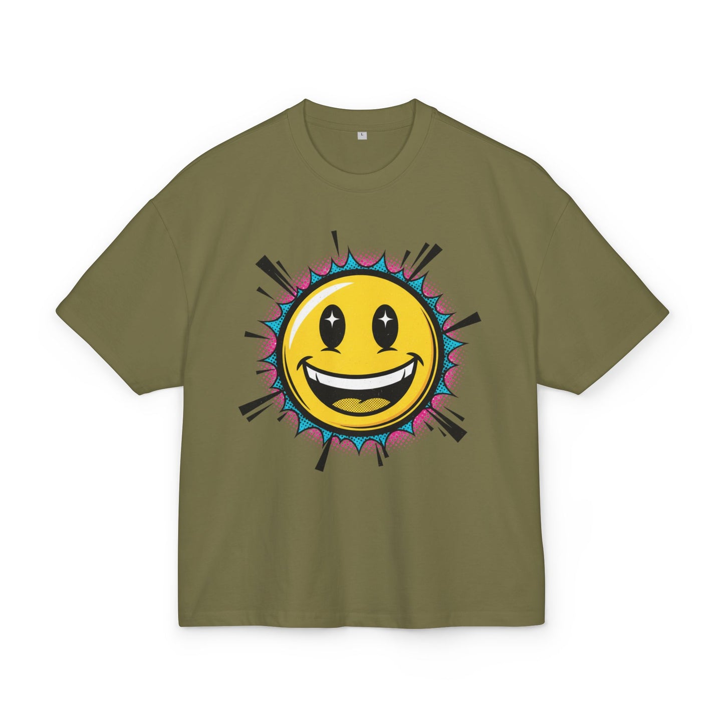 Retro Smiley Sonnen T-Shirt | Oversize Olive Graphic Tee