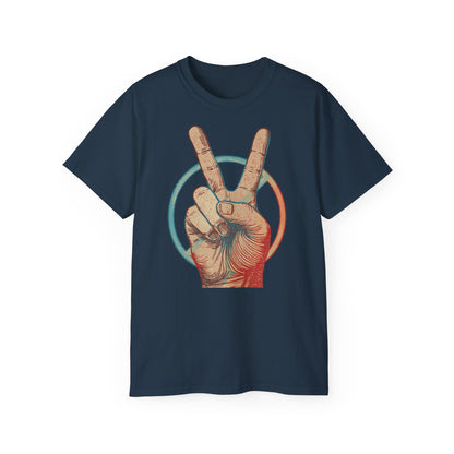 Peace Sign Unisex Ultra Cotton Tee, Graphic Tee, Casual Wear, Gift for Friends, Summer Outfit, Eco-Friendly Fashion