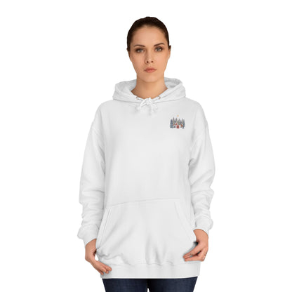 Hoodie — Cozy Winter Cabin Forest Graphic Hoodie (Moon & Snowy Village)