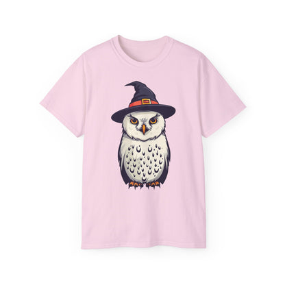 Halloween Owl Tee, Spooky Cotton T-Shirt for Fall, Unisex Graphic Tee for Halloween Parties, Gift for Owl Lovers, Casual Halloween Style
