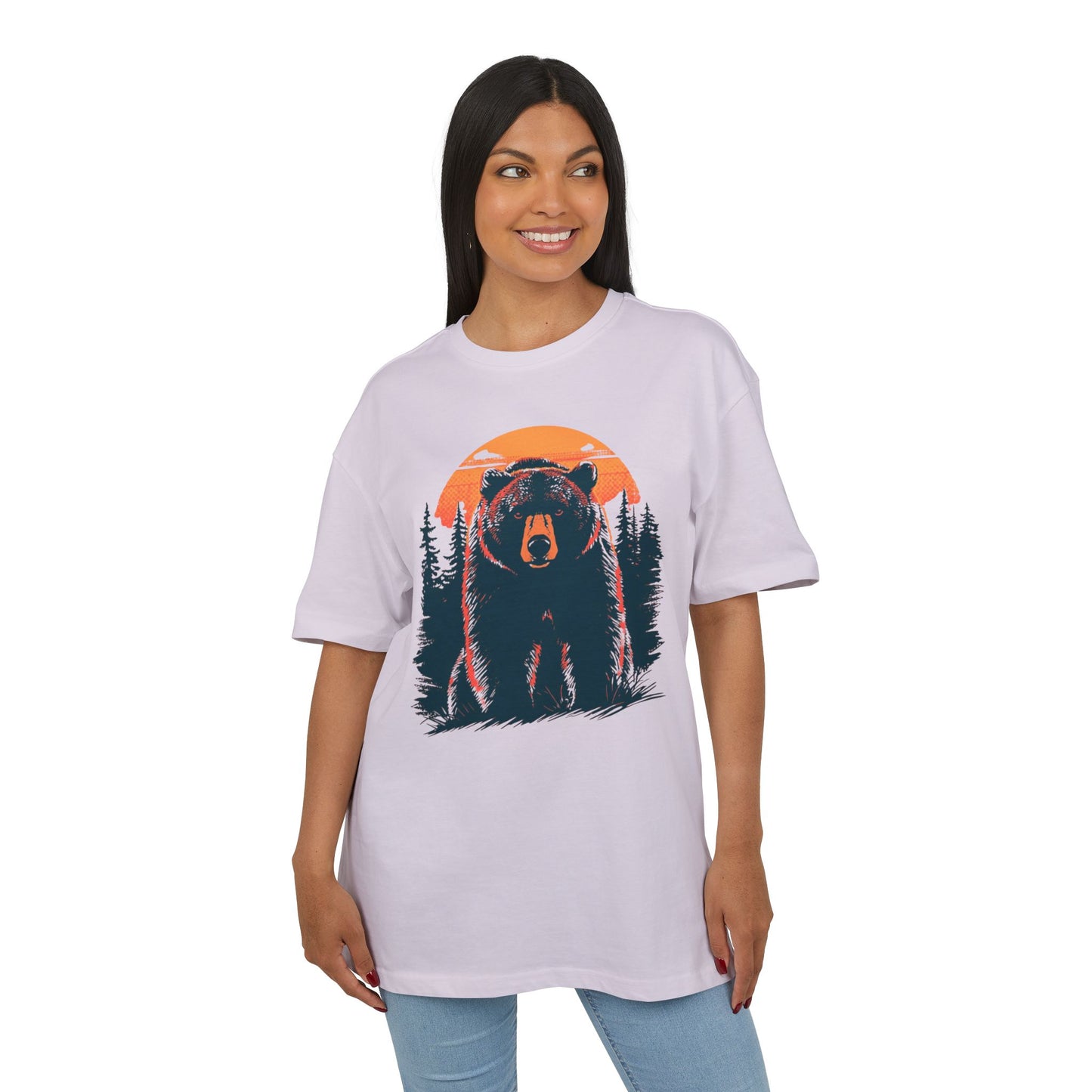 Wild Spirit Bear Oversize T-Shirt – Natur & Adventure Design mit Sonnenuntergang