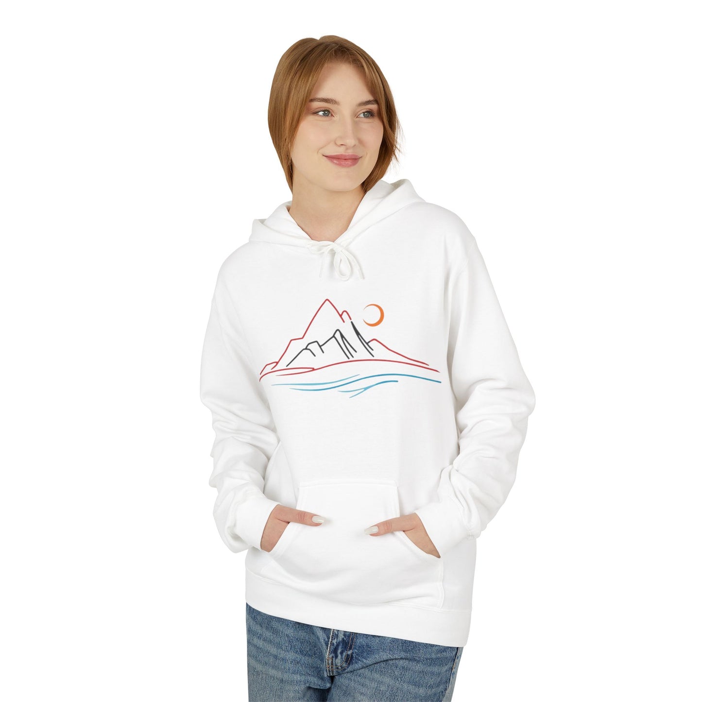 Mountain Sunrise Unisex Fleece Hoodie, Cozy Outdoor Apparel, Gifts for Nature Lovers, Hiking Gear, Fall Fashion