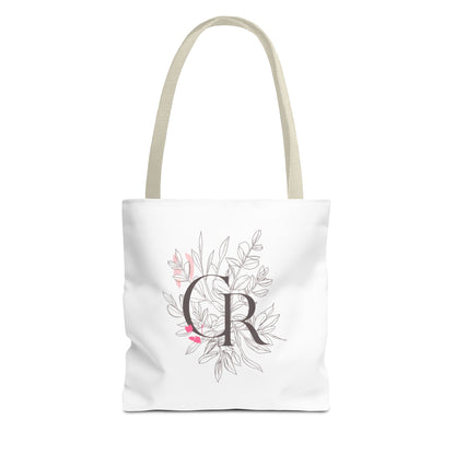 Einkaufstasche „CR Botanical Line Art“ – elegante Canvas Bag mit beige Henkel – 3 Größen