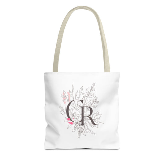 Einkaufstasche „CR Botanical Line Art“ – elegante Canvas Bag mit beige Henkel – 3 Größen