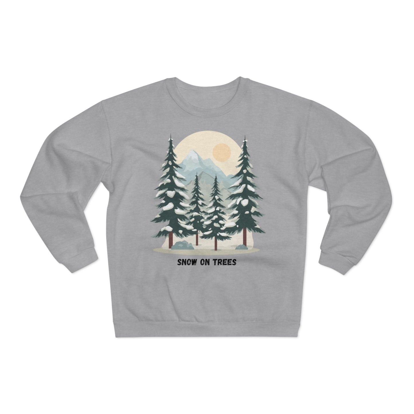 Snowy Trees Unisex Crew Neck Sweatshirt - Cozy Nature Vibe, Perfect for Outdoor Lovers, Gift for Holidays, Casual Wear, Layering