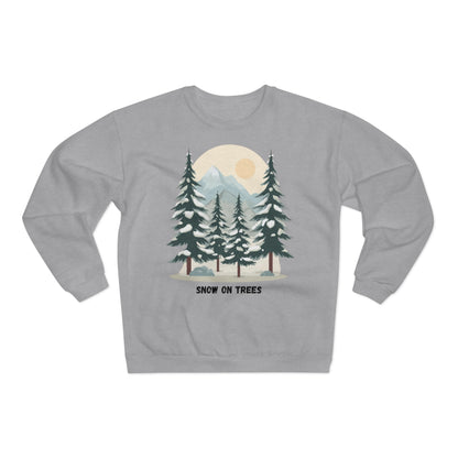 Snowy Trees Unisex Crew Neck Sweatshirt - Cozy Nature Vibe, Perfect for Outdoor Lovers, Gift for Holidays, Casual Wear, Layering