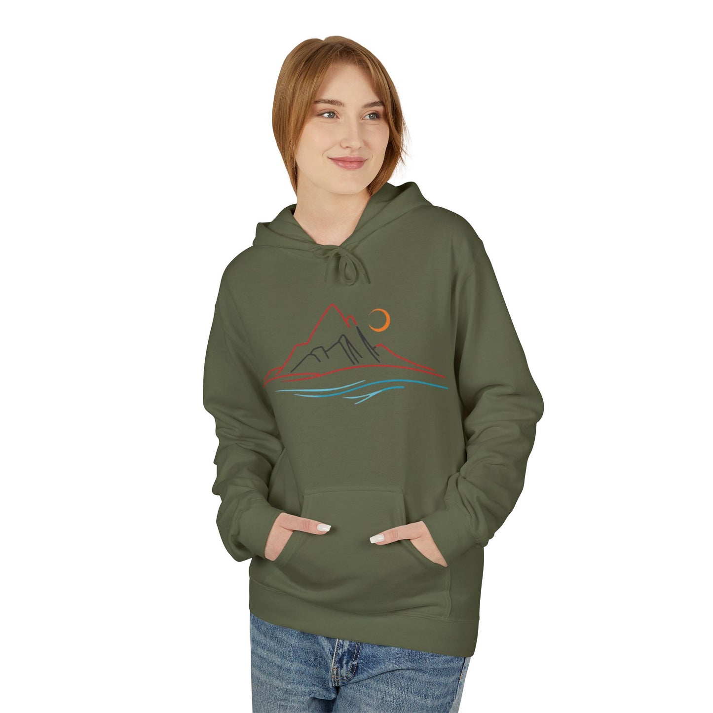 Mountain Sunrise Unisex Fleece Hoodie, Cozy Outdoor Apparel, Gifts for Nature Lovers, Hiking Gear, Fall Fashion