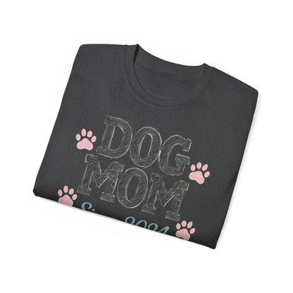 Dog Mom Tee, Cute Dog Lover T-Shirt, Pet Owner Gift, Gift for Dog Lovers, Dog Mom Since 2024 Shirt, Animal Lover Apparel