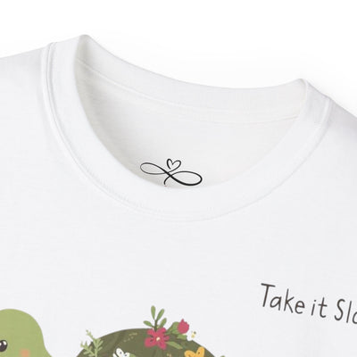 Turtle Motivation Tee - Take It Slow, Gift for Nature Lovers, Casual Wear, Eco-Friendly Apparel, Unisex Cotton Shirt