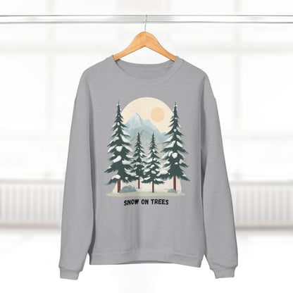 Snowy Trees Unisex Crew Neck Sweatshirt - Cozy Nature Vibe, Perfect for Outdoor Lovers, Gift for Holidays, Casual Wear, Layering