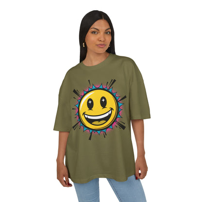 Retro Smiley Sonnen T-Shirt | Oversize Olive Graphic Tee