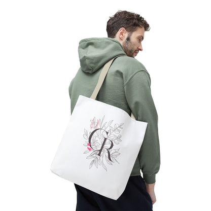 Einkaufstasche „CR Botanical Line Art“ – elegante Canvas Bag mit beige Henkel – 3 Größen