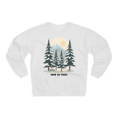 Snowy Trees Unisex Crew Neck Sweatshirt - Cozy Nature Vibe, Perfect for Outdoor Lovers, Gift for Holidays, Casual Wear, Layering