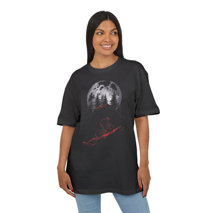 T-Shirt — Moonlit Forest Skull Graphic Tee (Red & Gray)