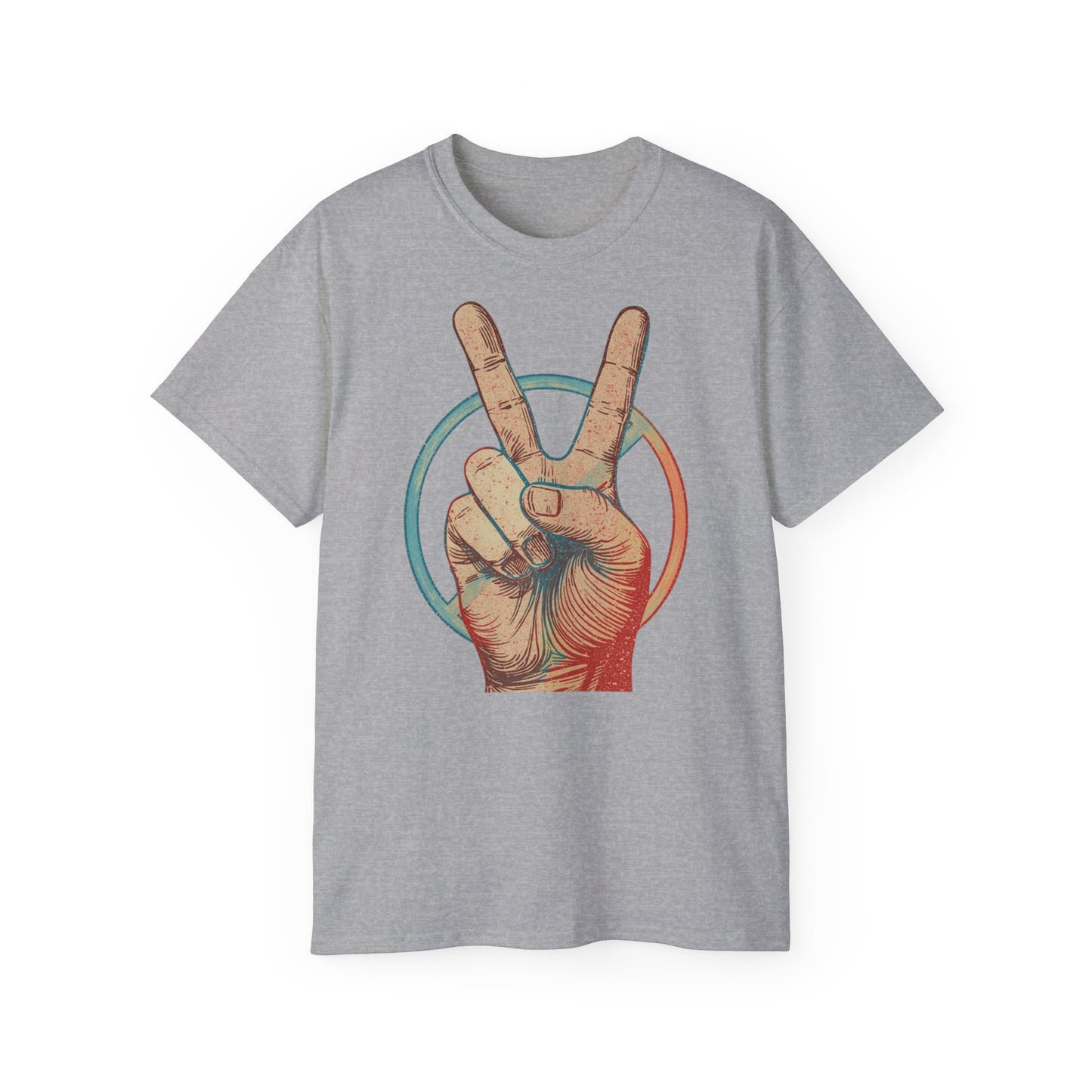 Peace Sign Unisex Ultra Cotton Tee, Graphic Tee, Casual Wear, Gift for Friends, Summer Outfit, Eco-Friendly Fashion