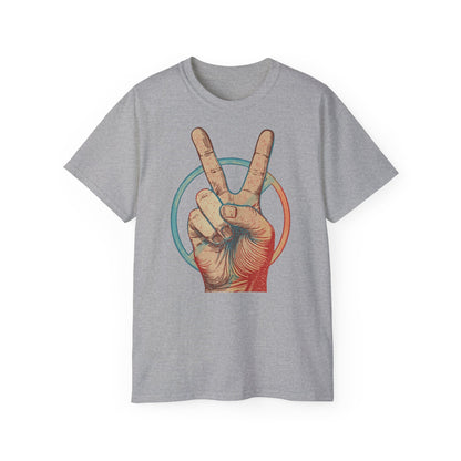Peace Sign Unisex Ultra Cotton Tee, Graphic Tee, Casual Wear, Gift for Friends, Summer Outfit, Eco-Friendly Fashion