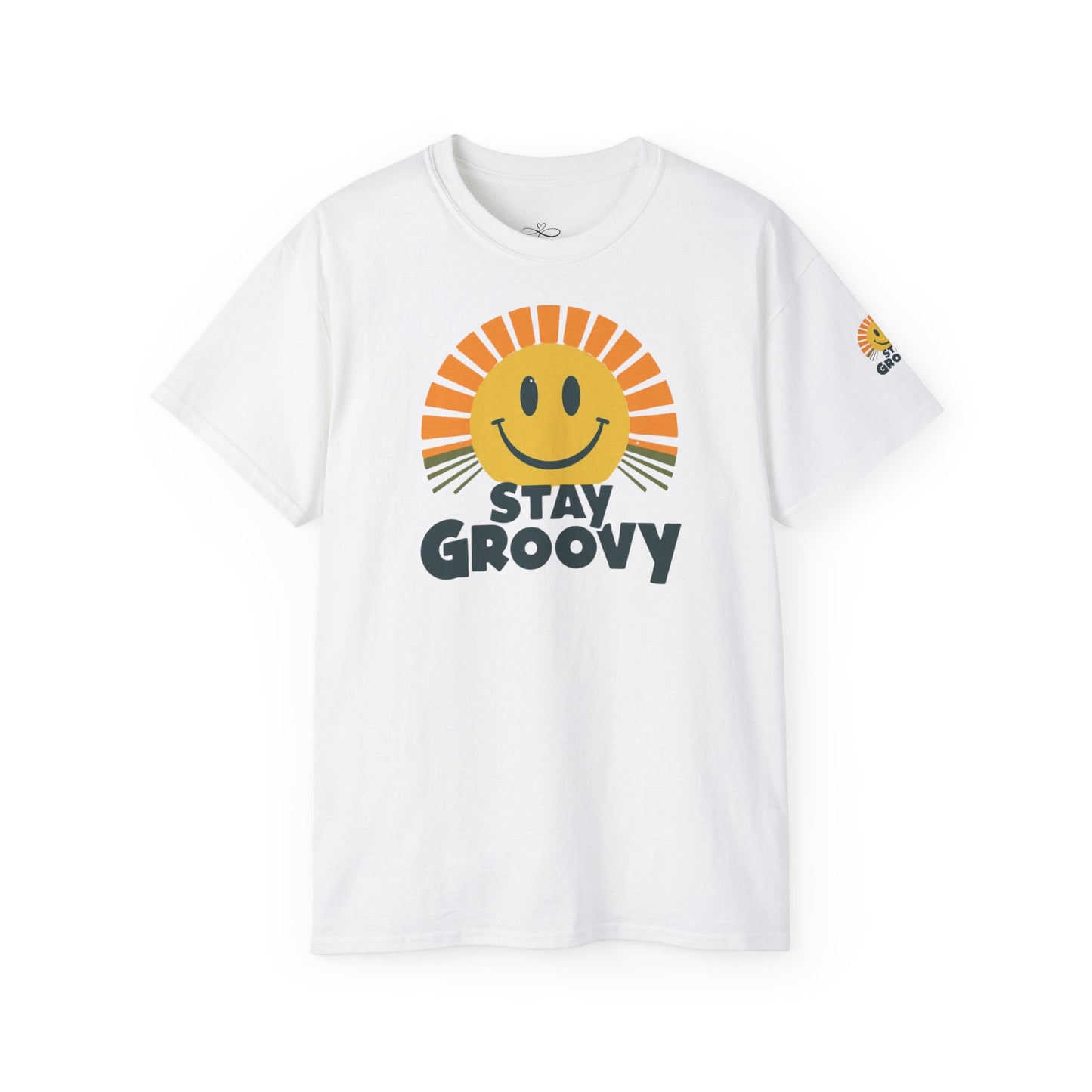 Stay Groovy Unisex Cotton Tee, Retro Graphic Shirt, Smile T-Shirt, Gift for Friends, Feel Good Apparel, Summer Vibes Top